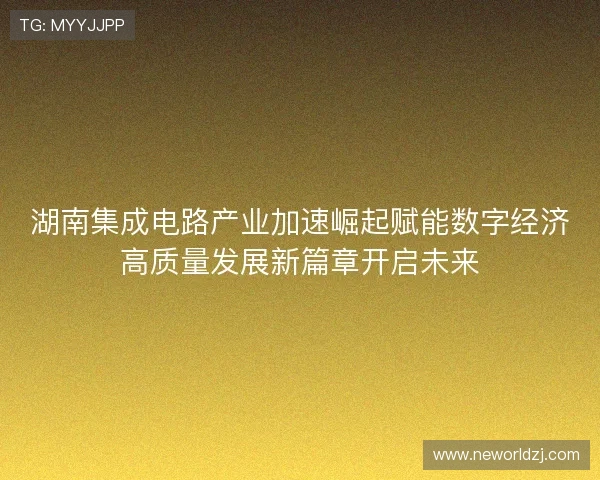 湖南集成电路产业加速崛起赋能数字经济高质量发展新篇章开启未来